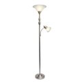 Elegant Garden Design Elegant Designs LF2003-GLD 2 Light Mother Daughter Floor Lamp with White Marble Glass; Gold LF2003-GLD